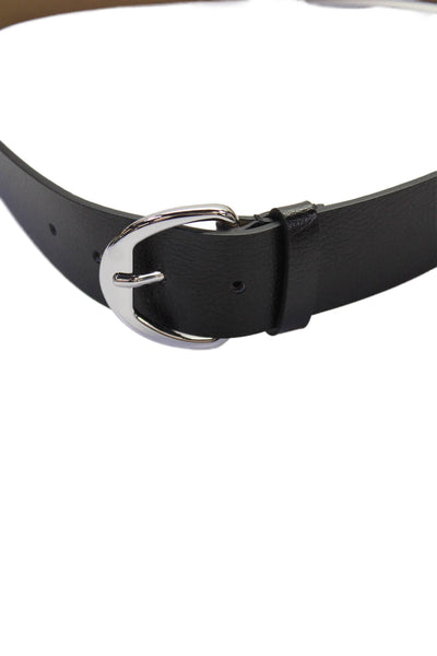 Michael Kors Mens Leather MK Embellished Buckle Belt Black Size S