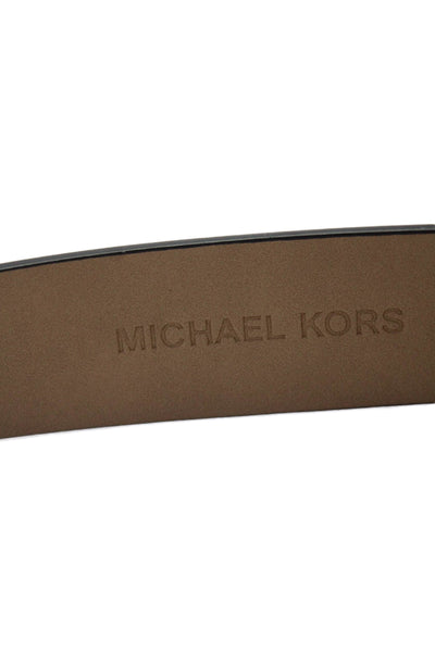 Michael Kors Mens Leather MK Embellished Buckle Belt Black Size S
