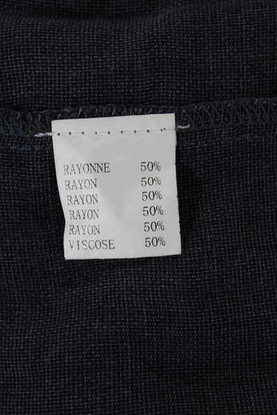 Sophyline Women Collared Button-Up Blouse Dark Blue Rayon Blend L/S Size S