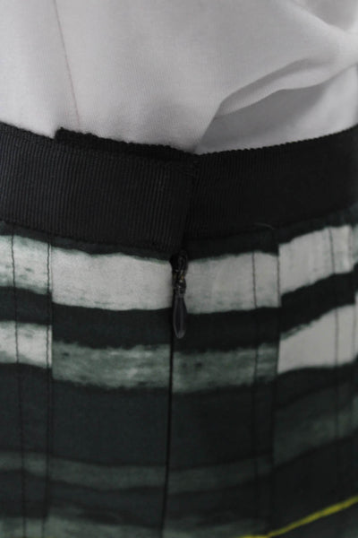 Carlisle Womens Pleated Silk Striped Knee Length Skirt Black Size 2