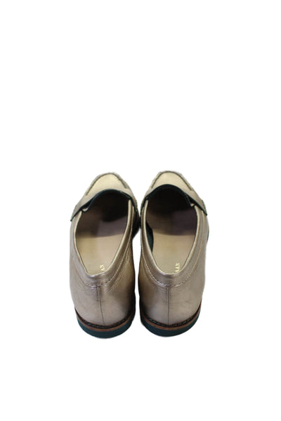 Cole Haan Womens Patent Leather Slip On Flat Loafers Shoes Gold Size 9B
