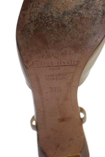 Andrea Rivalta Womens Pointed Toe Slingbacks Heels Shoes Beige Size 7.5