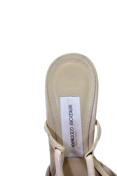Andrea Rivalta Womens Pointed Toe Slingbacks Heels Shoes Beige Size 7.5