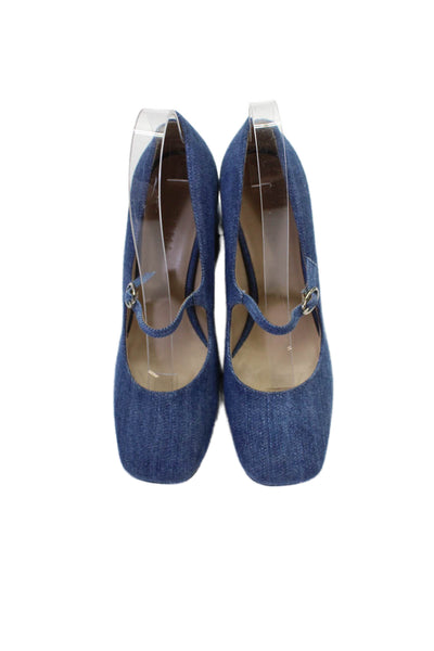 M.Gemi Womens Denim Block High Heels Mary Jane Shoes Blue Size 7