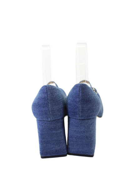 M.Gemi Womens Denim Block High Heels Mary Jane Shoes Blue Size 7