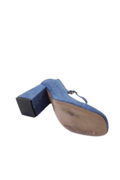 M.Gemi Womens Denim Block High Heels Mary Jane Shoes Blue Size 7