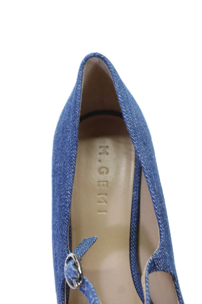 M.Gemi Womens Denim Block High Heels Mary Jane Shoes Blue Size 7
