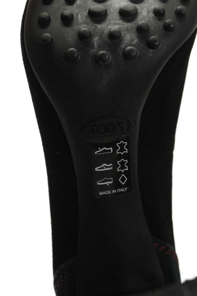 Tods Womens Leather Printed Buckle Detail Heels Shoes Black Size 7