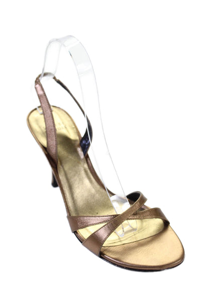 Stuart Weitzman Womens Leather High Heels D'Orsay Shoes Metallic Gold Size 7M