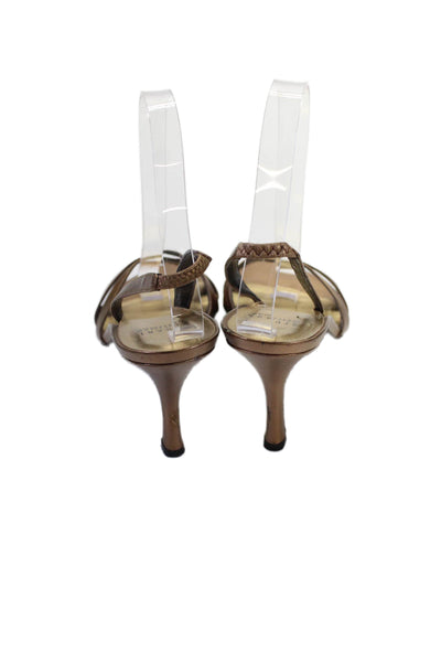 Stuart Weitzman Womens Leather High Heels D'Orsay Shoes Metallic Gold Size 7M