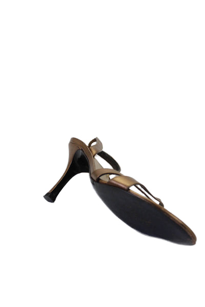 Stuart Weitzman Womens Leather High Heels D'Orsay Shoes Metallic Gold Size 7M