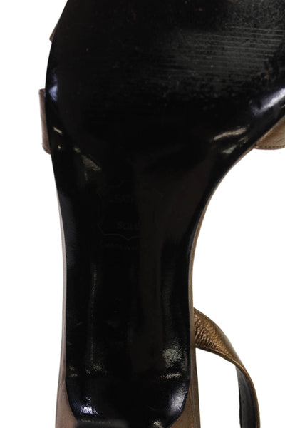 Stuart Weitzman Womens Leather High Heels D'Orsay Shoes Metallic Gold Size 7M