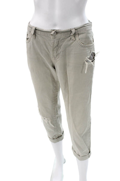 J Brand Women Cropped Khakis Gray Cotton Button Size 27