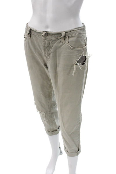 J Brand Women Cropped Khakis Gray Cotton Button Size 27