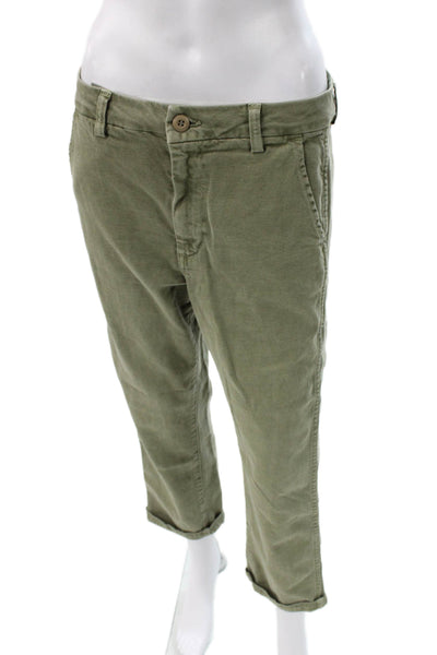 Amo Unisex Cropped Chino Pants Green Button Size 28