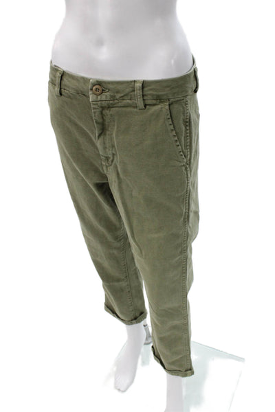 Amo Unisex Cropped Chino Pants Green Button Size 28