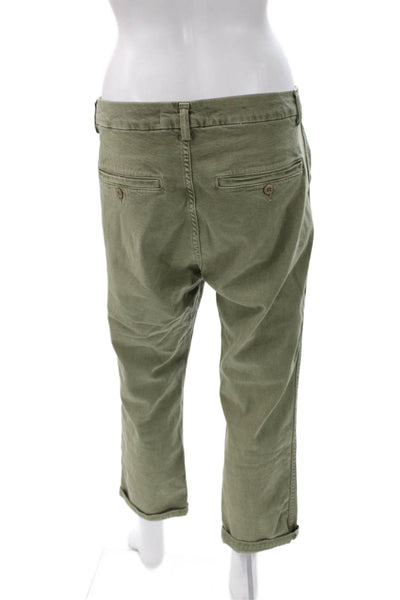 Amo Unisex Cropped Chino Pants Green Button Size 28
