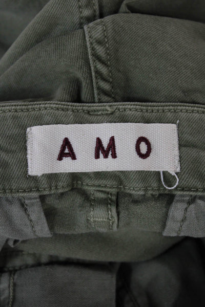 Amo Unisex Cropped Chino Pants Green Button Size 28