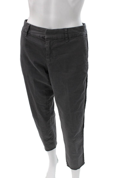 Nili Lotan Women Ankle Cropped Pants Dark Gray Button Size 6