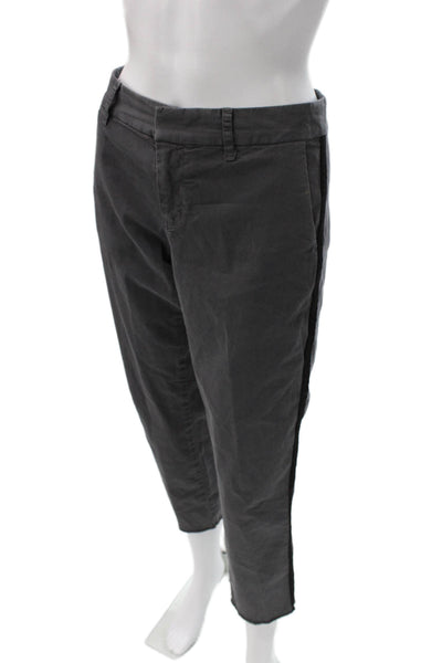 Nili Lotan Women Ankle Cropped Pants Dark Gray Button Size 6