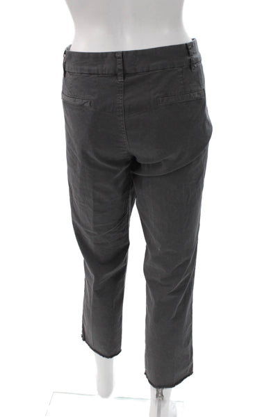 Nili Lotan Women Ankle Cropped Pants Dark Gray Button Size 6
