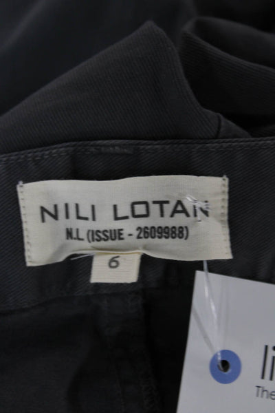 Nili Lotan Women Ankle Cropped Pants Dark Gray Button Size 6