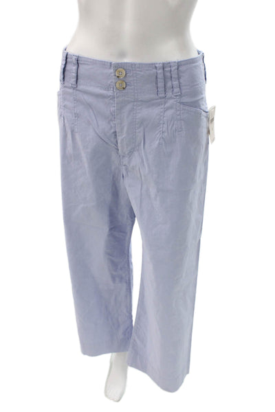 Anthropologie Womens Light Blue Cropped Pants Button Closure Size 28