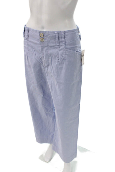 Anthropologie Womens Light Blue Cropped Pants Button Closure Size 28