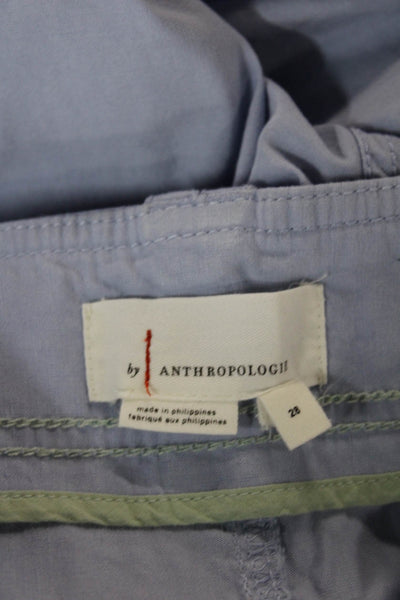 Anthropologie Womens Light Blue Cropped Pants Button Closure Size 28