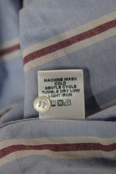 Xirena Womens Button-Up Striped Light Blue Cotton Long Sleeve Size M