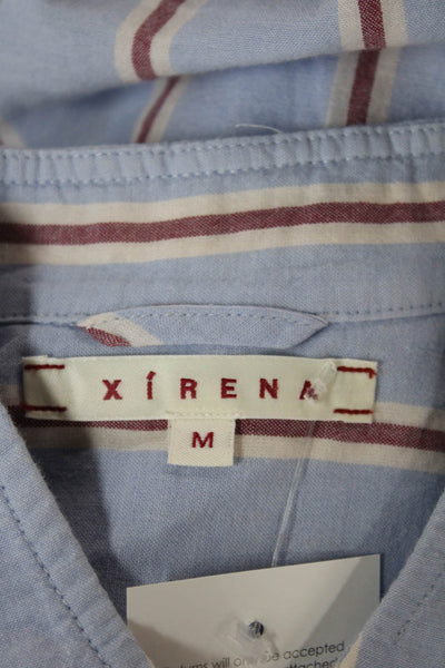 Xirena Womens Button-Up Striped Light Blue Cotton Long Sleeve Size M
