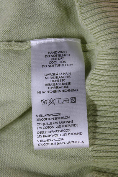 Anthropologie Womens Green Striped Crew Neck Button Cardigan Size M