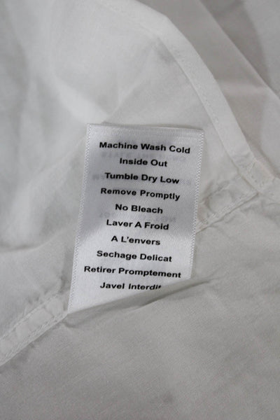 Grayson Women White Cotton Collared Long Sleeve Button-Up Blouse Size 3