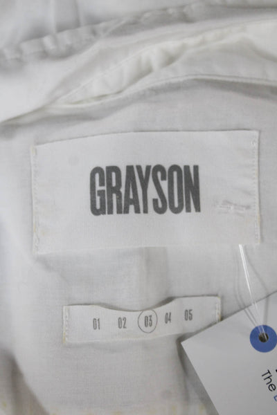 Grayson Women White Cotton Collared Long Sleeve Button-Up Blouse Size 3