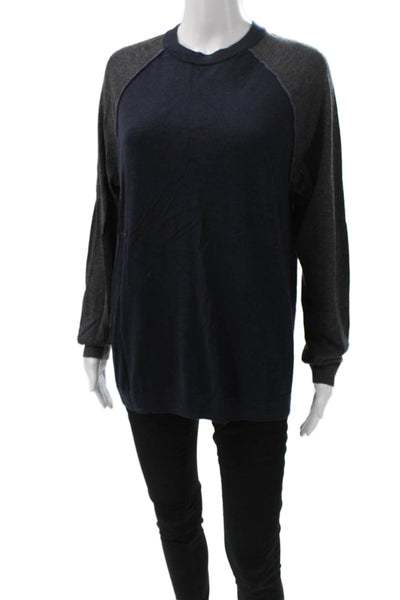Autumn Cashmere Unisex Pullover Sweater Dark Blue Crew Neck Cashmere Size M
