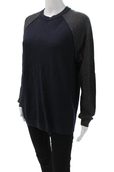 Autumn Cashmere Unisex Pullover Sweater Dark Blue Crew Neck Cashmere Size M