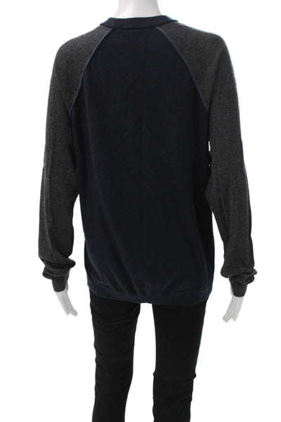 Autumn Cashmere Unisex Pullover Sweater Dark Blue Crew Neck Cashmere Size M