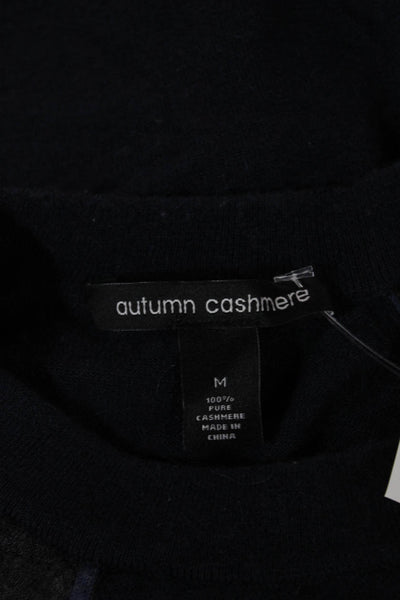 Autumn Cashmere Unisex Pullover Sweater Dark Blue Crew Neck Cashmere Size M