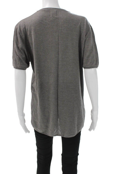 Zara Women Basic Gray Short Sleeve Round Neck T-Shirt Solid Fall Size L