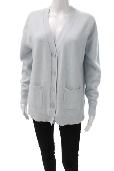 Naadam Unisex Light Blue 100% Cashmere V Neck Cardigan Long Sleeve Size M