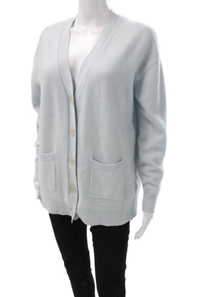 Naadam Unisex Light Blue 100% Cashmere V Neck Cardigan Long Sleeve Size M