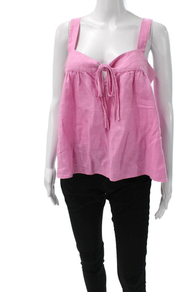 Xirena Womens Camisole Pink 100% Linen Sleeveless Button Bohemian Size S