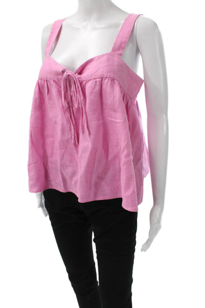 Xirena Womens Camisole Pink 100% Linen Sleeveless Button Bohemian Size S