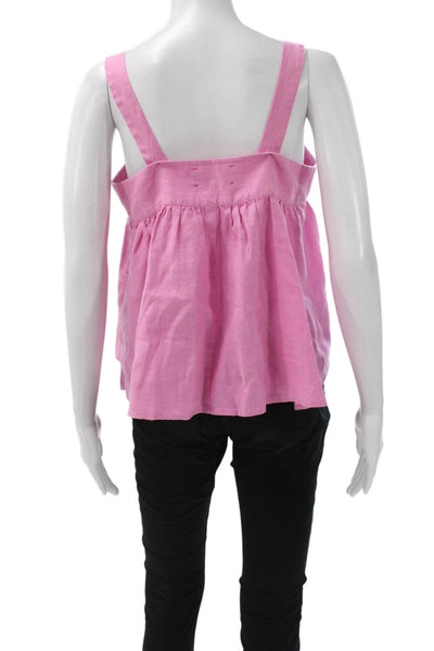 Xirena Womens Camisole Pink 100% Linen Sleeveless Button Bohemian Size S
