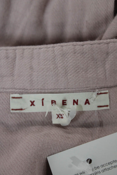 Xirena Women Tunic Blouse Pink V-Neck 100% Cotton Long Sleeve Button Size XS