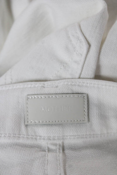 Mother Womens Ankle Cropped High Waist White Denim Jeans Size 26