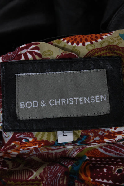 Bod & Christensen Women Biker Leather Motorcycle Jacket Black High Neck Size L