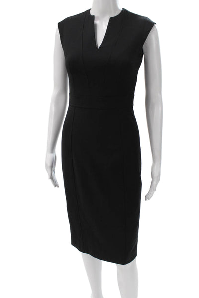 Reiss Womens Sheath Pencil Dress Sleeveless Black Zip Mid-Calf Wool Blend Size 2