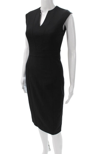 Reiss Womens Sheath Pencil Dress Sleeveless Black Zip Mid-Calf Wool Blend Size 2