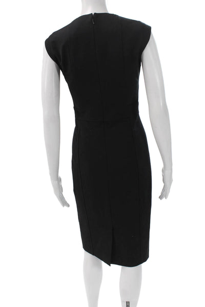 Reiss Womens Sheath Pencil Dress Sleeveless Black Zip Mid-Calf Wool Blend Size 2